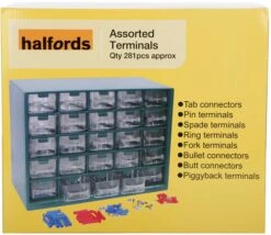 Halfords Assorted Electrical Terminal Draw Box (LBOX902) 8 Halfords Assorted Electrical Terminal Draw Box (LBOX902) -Auto Parts Store 147391b