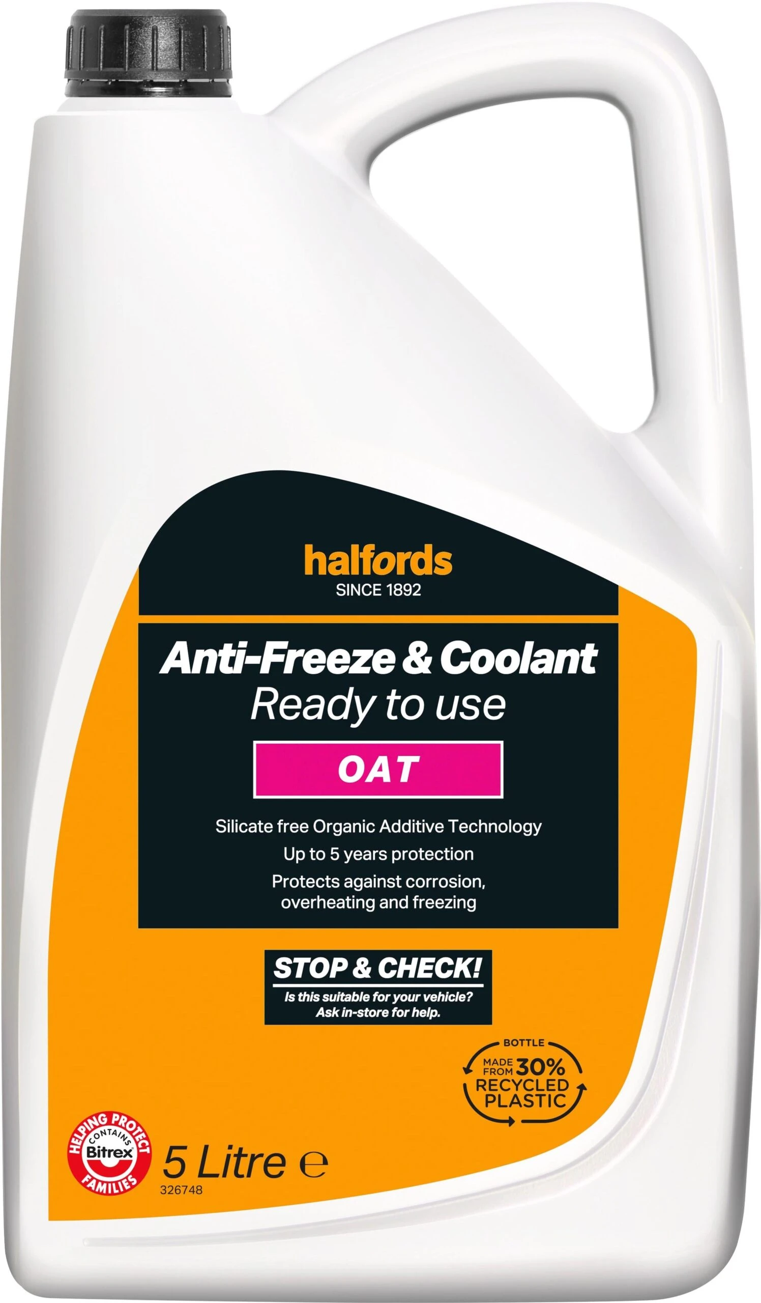 Halfords OAT Ready Mixed Antifreeze 5 Litres 3 Halfords OAT Ready Mixed Antifreeze 5 Litres