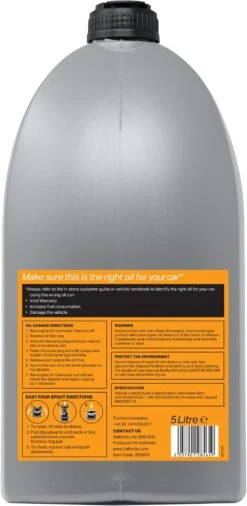 Halfords 5W40 Fully Synthetic Diesel Oil 7 - 5 Litres -Auto Parts Store 285654a