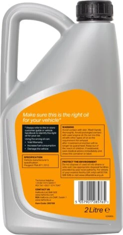 Halfords 0W30 PSA Eco Fully Synthetic Oil 13 - 2 Litres -Auto Parts Store 285766a