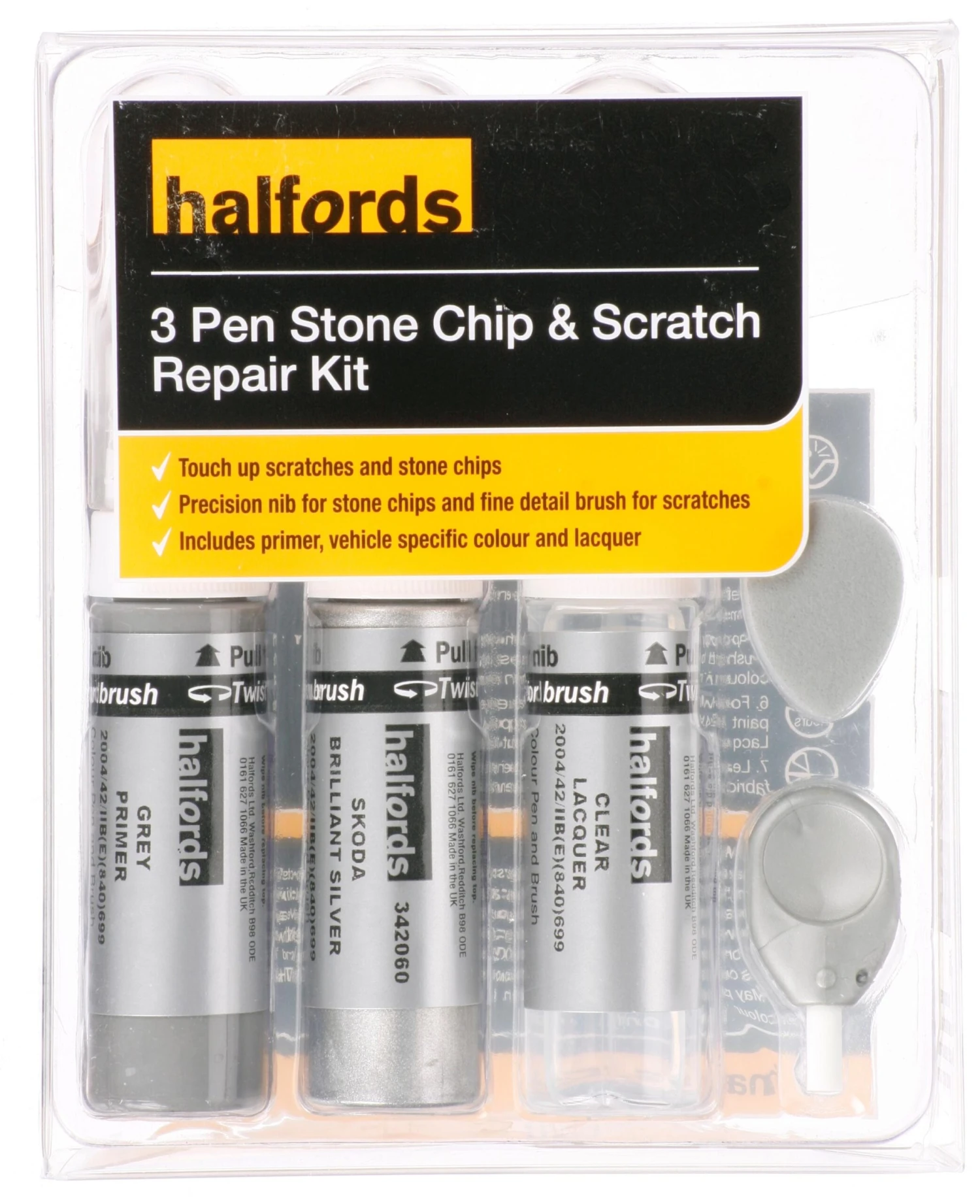 Halfords Skoda Brilliant Silver Scratch & Chip Repair Kit 3 Halfords Skoda Brilliant Silver Scratch & Chip Repair Kit