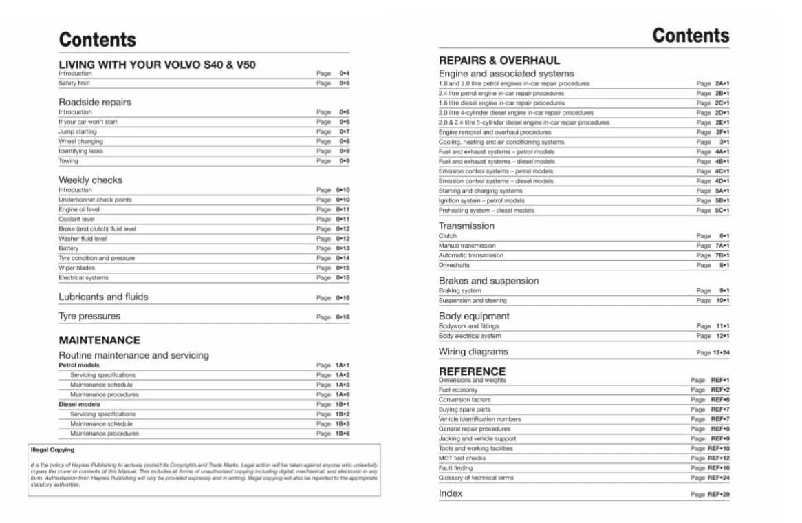 Haynes Volvo S40 And V50 Petrol/ Diesel (04-13) Manual 5 Haynes Volvo S40 And V50 Petrol/ Diesel (04-13) Manual - Image 3