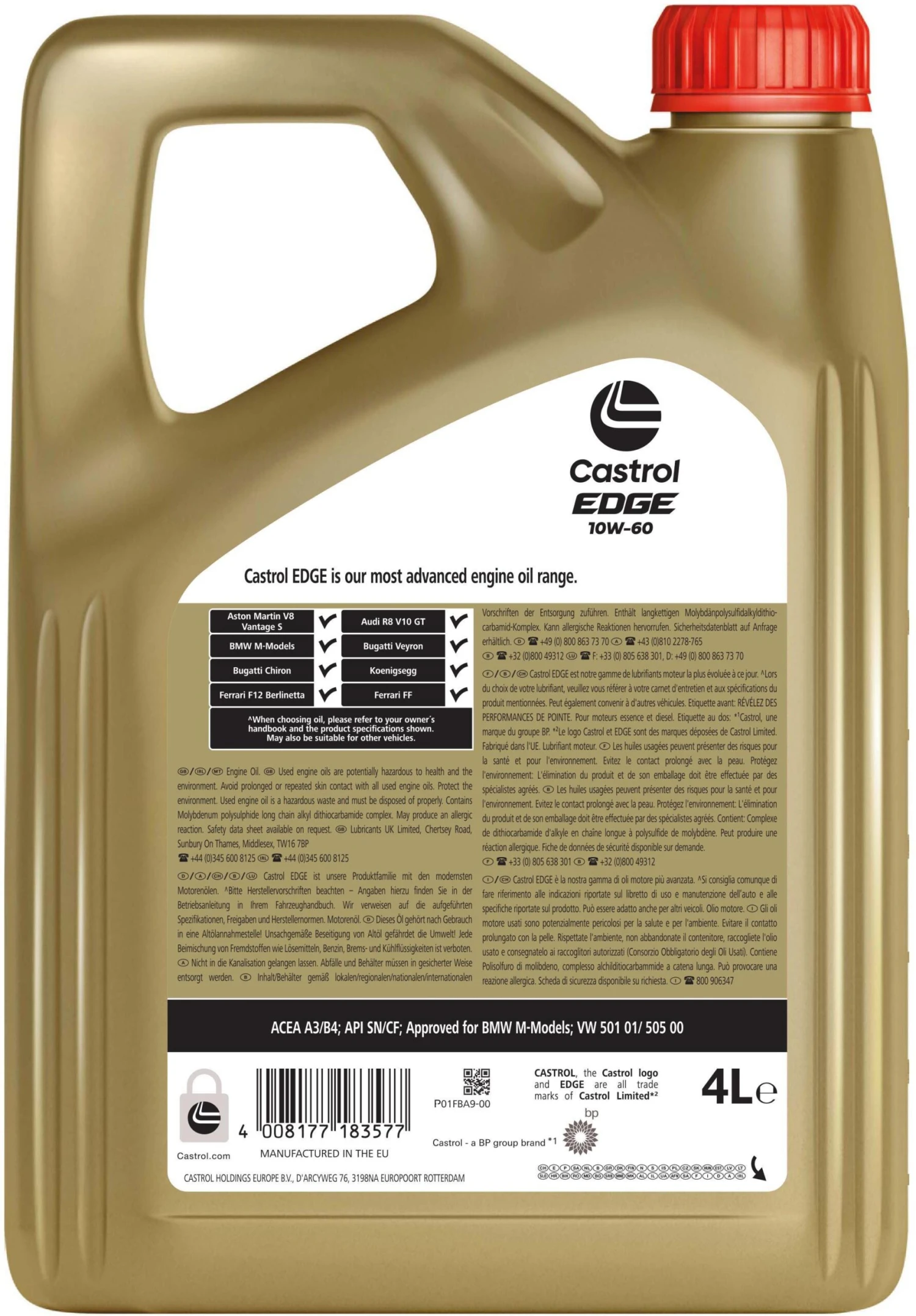 Castrol Edge Titanium 10W60 Oil 4 Litre 4 Castrol Edge Titanium 10W60 Oil 4 Litre - Image 2