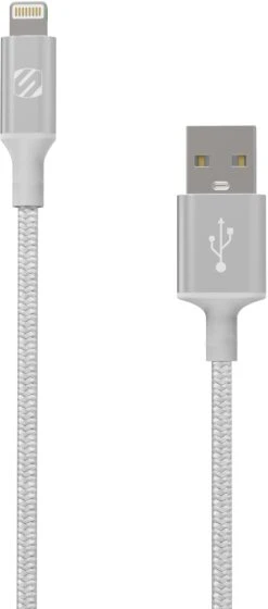 Scosche USB-A Lightning Braided Cable - Silver 1.2m -Auto Parts Store 460398a
