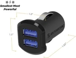 Scosche ReVolt Dual Port 12-Watt USB Car Charger -Auto Parts Store 460486c