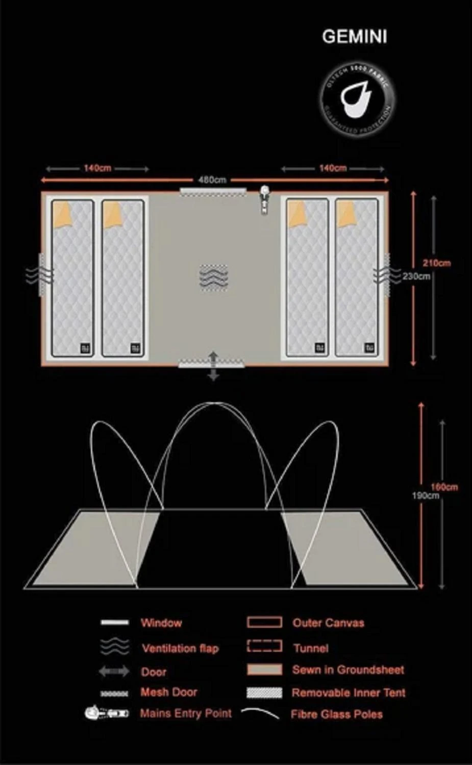 Olpro Gemini - 4 Person Vis-à-vis Tent (Ripstop) 13 Olpro Gemini - 4 Person Vis-à-vis Tent (Ripstop) - Image 11