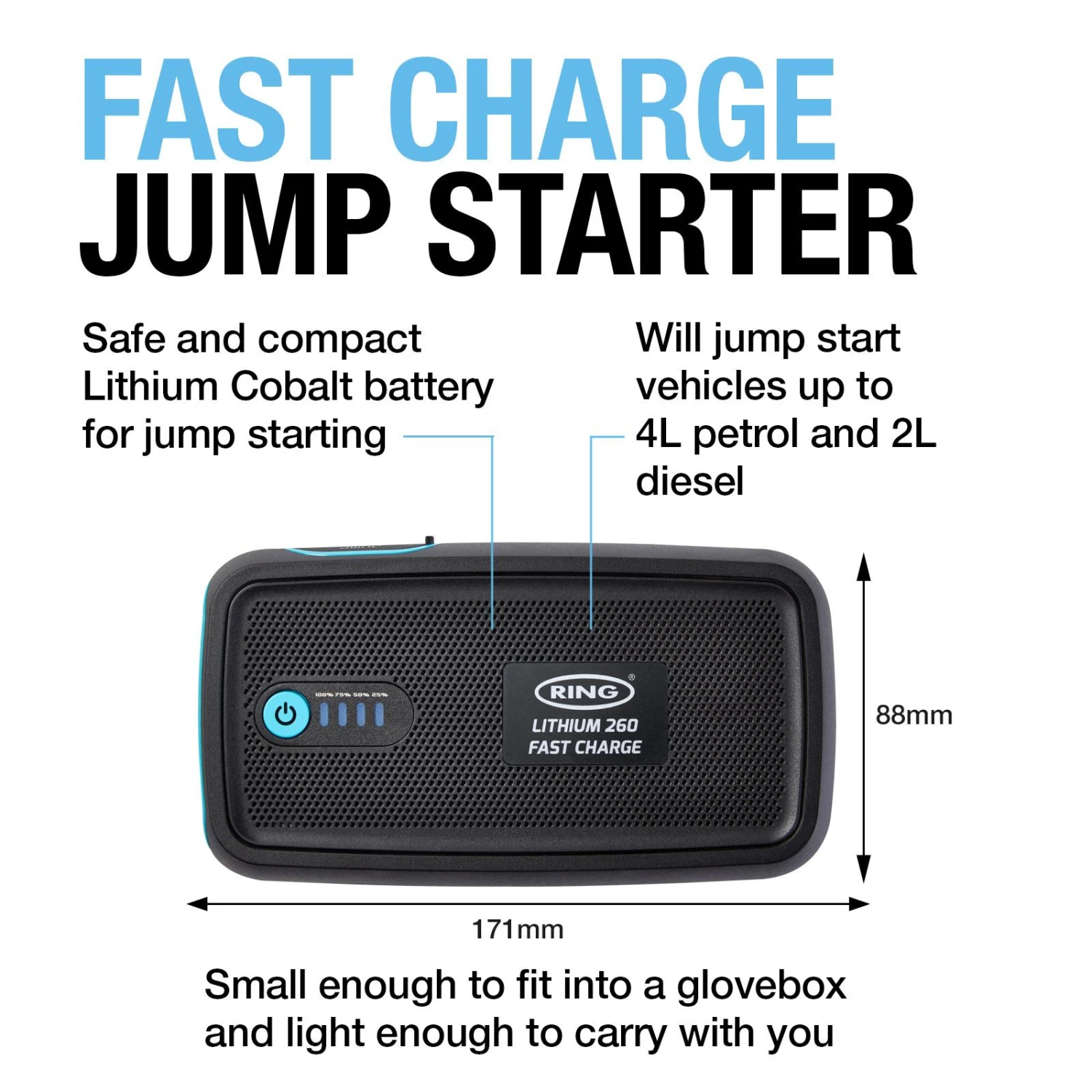 Ring Fast Charge Jump Starter - 9,000mAh 5 Ring Fast Charge Jump Starter - 9,000mAh - Image 3
