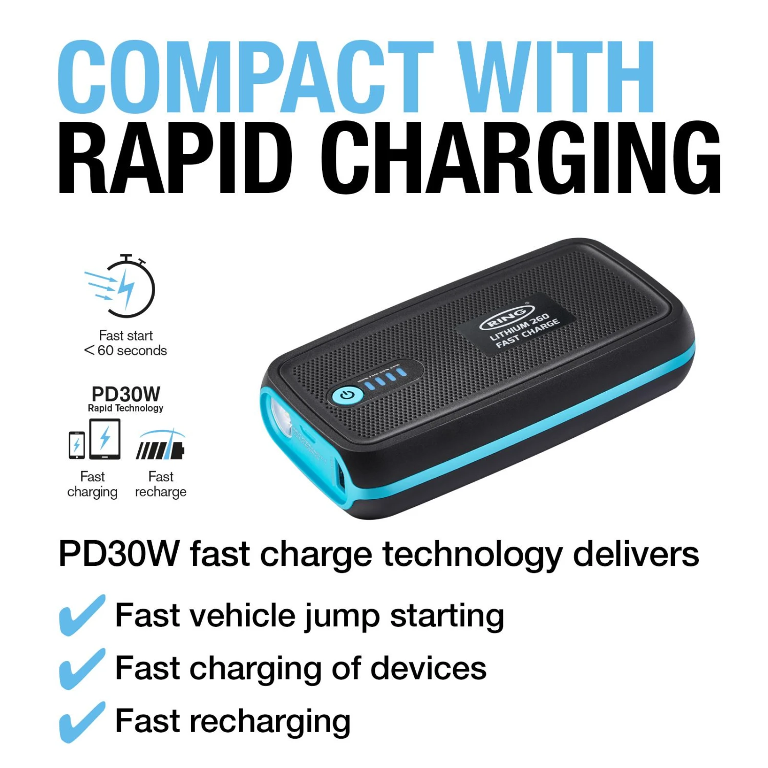 Ring Fast Charge Jump Starter - 9,000mAh 6 Ring Fast Charge Jump Starter - 9,000mAh - Image 4