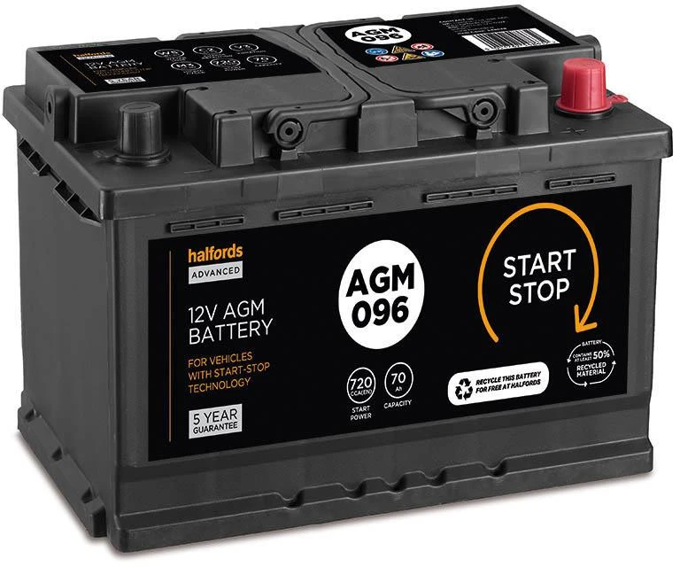 Halfords AGM096 Start/Stop 12V Car Battery 5 Year Guarantee 4 Halfords AGM096 Start/Stop 12V Car Battery 5 Year Guarantee - Image 2