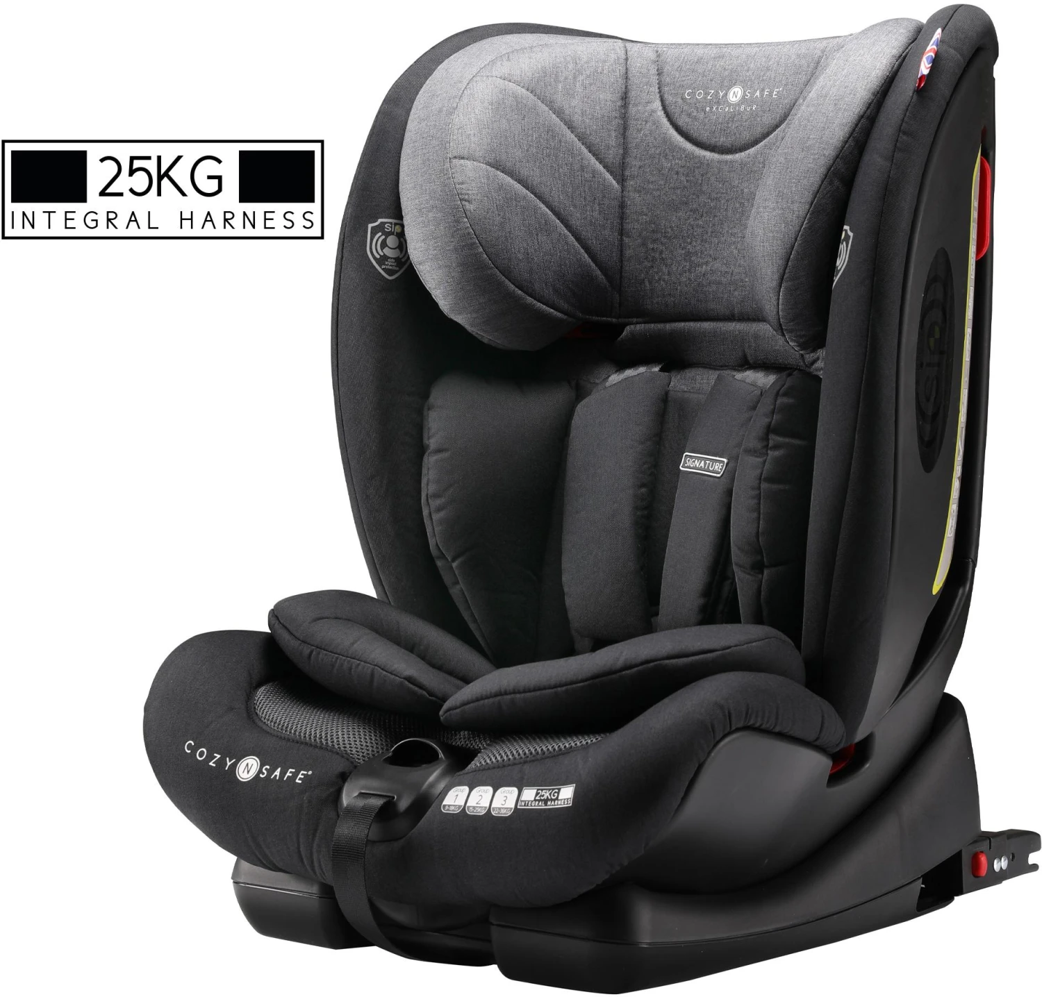 CozyNSafe Excalibur (25KG Harness) Group 1/2/3 ISOFIX Car Seat - Black/Grey 3 CozyNSafe Excalibur (25KG Harness) Group 1/2/3 ISOFIX Car Seat - Black/Grey