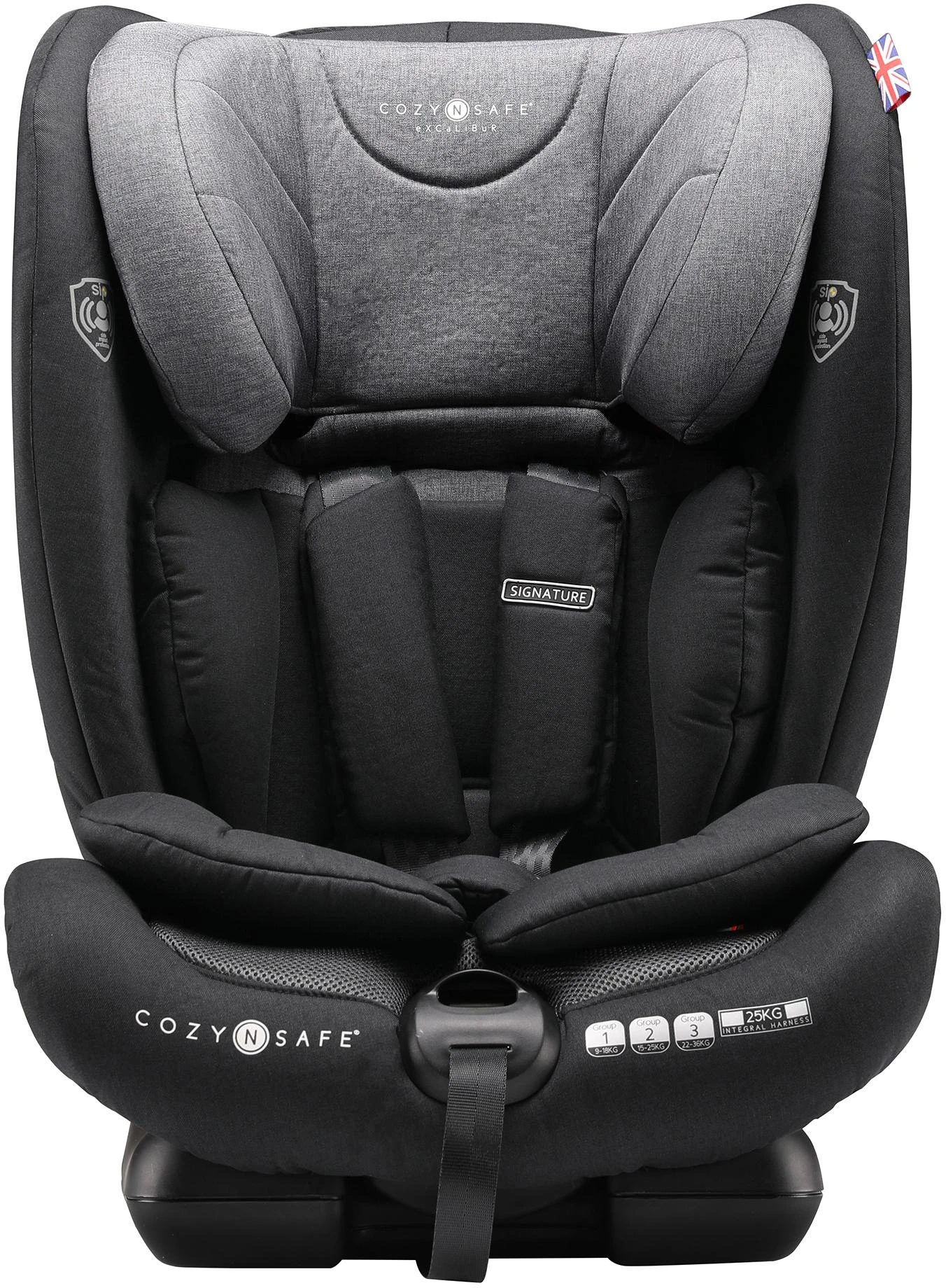 CozyNSafe Excalibur (25KG Harness) Group 1/2/3 ISOFIX Car Seat - Black/Grey 4 CozyNSafe Excalibur (25KG Harness) Group 1/2/3 ISOFIX Car Seat - Black/Grey - Image 2