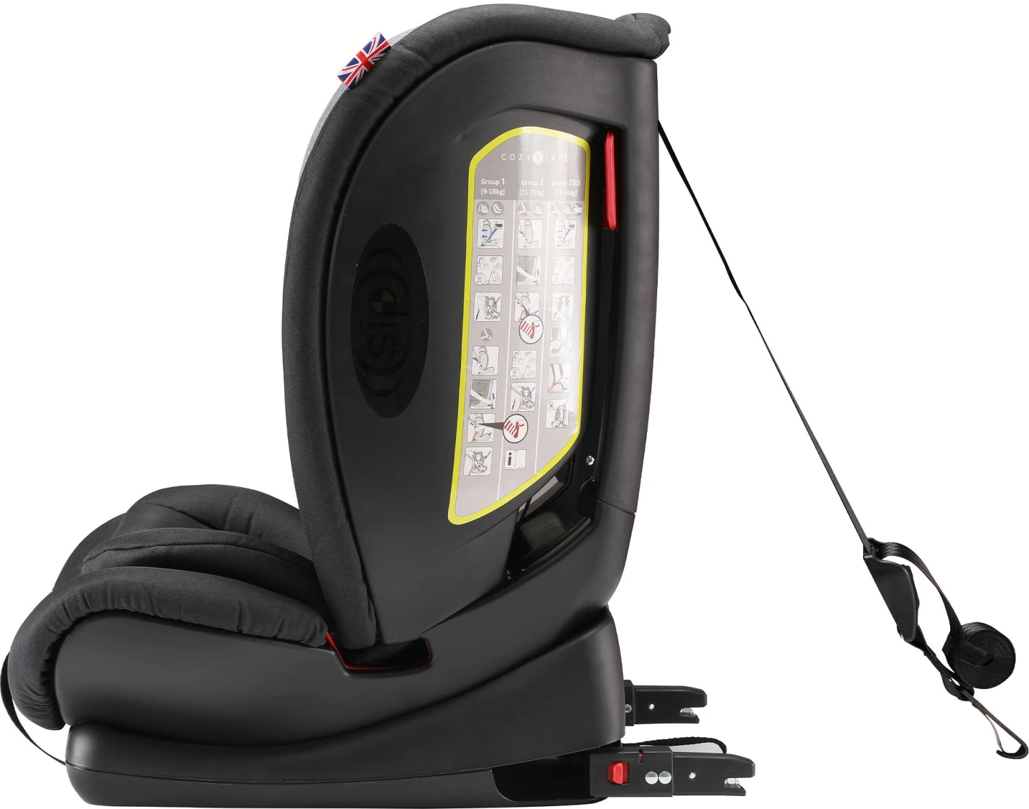 CozyNSafe Excalibur (25KG Harness) Group 1/2/3 ISOFIX Car Seat - Black/Grey 6 CozyNSafe Excalibur (25KG Harness) Group 1/2/3 ISOFIX Car Seat - Black/Grey - Image 4