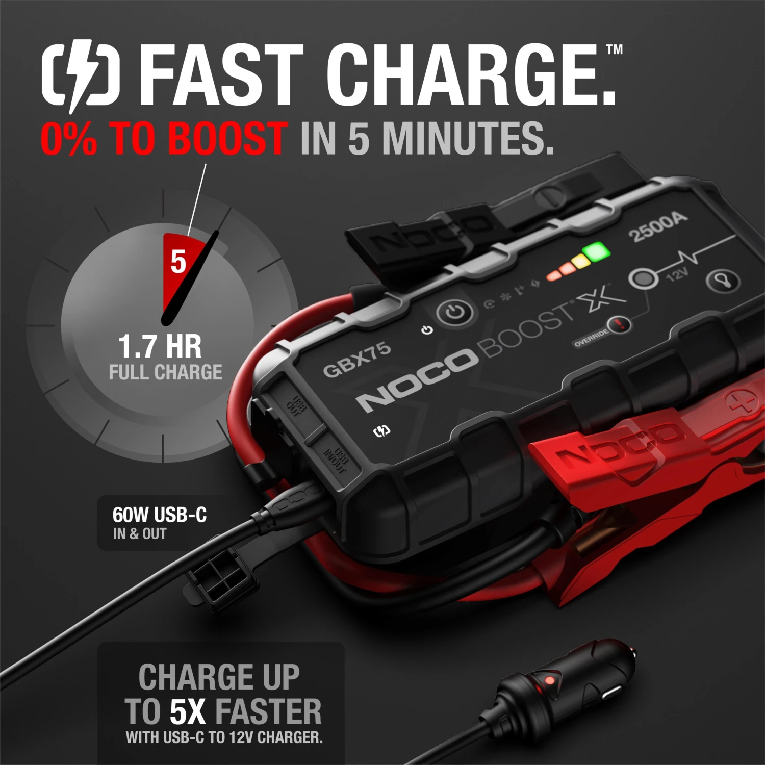NOCO Boost X GBX75 2500A 12V UltraSafe Portable Lithium Jump Starter 5 NOCO Boost X GBX75 2500A 12V UltraSafe Portable Lithium Jump Starter - Image 3
