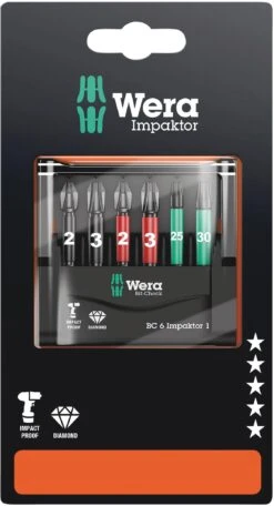 Wera Mini-Check Impaktor 6PCE PZ/PH/TX Carded -Auto Parts Store 631494b