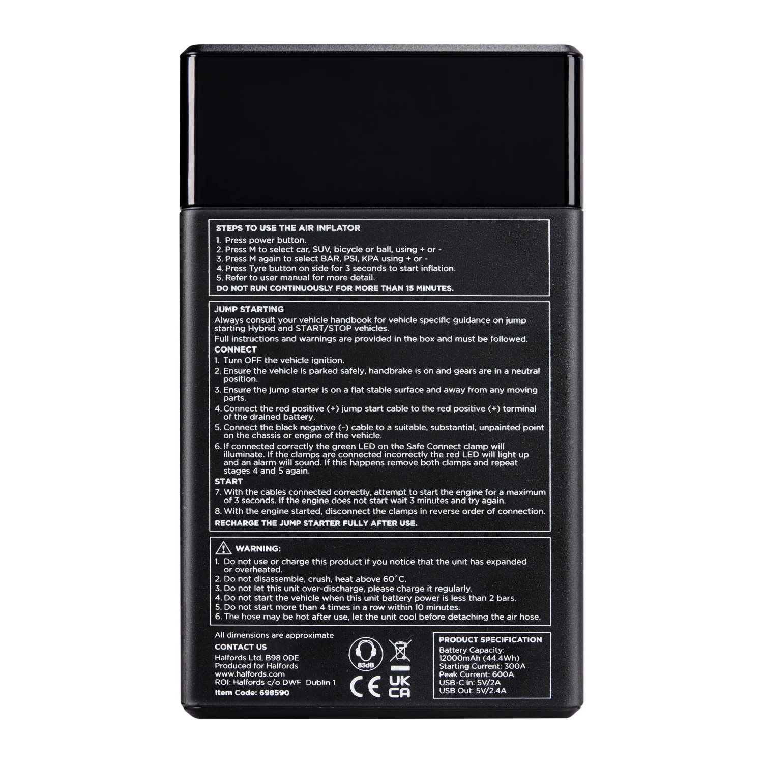 Halfords 5 In 1 Jump Starter 5 Halfords 5 In 1 Jump Starter - Image 3