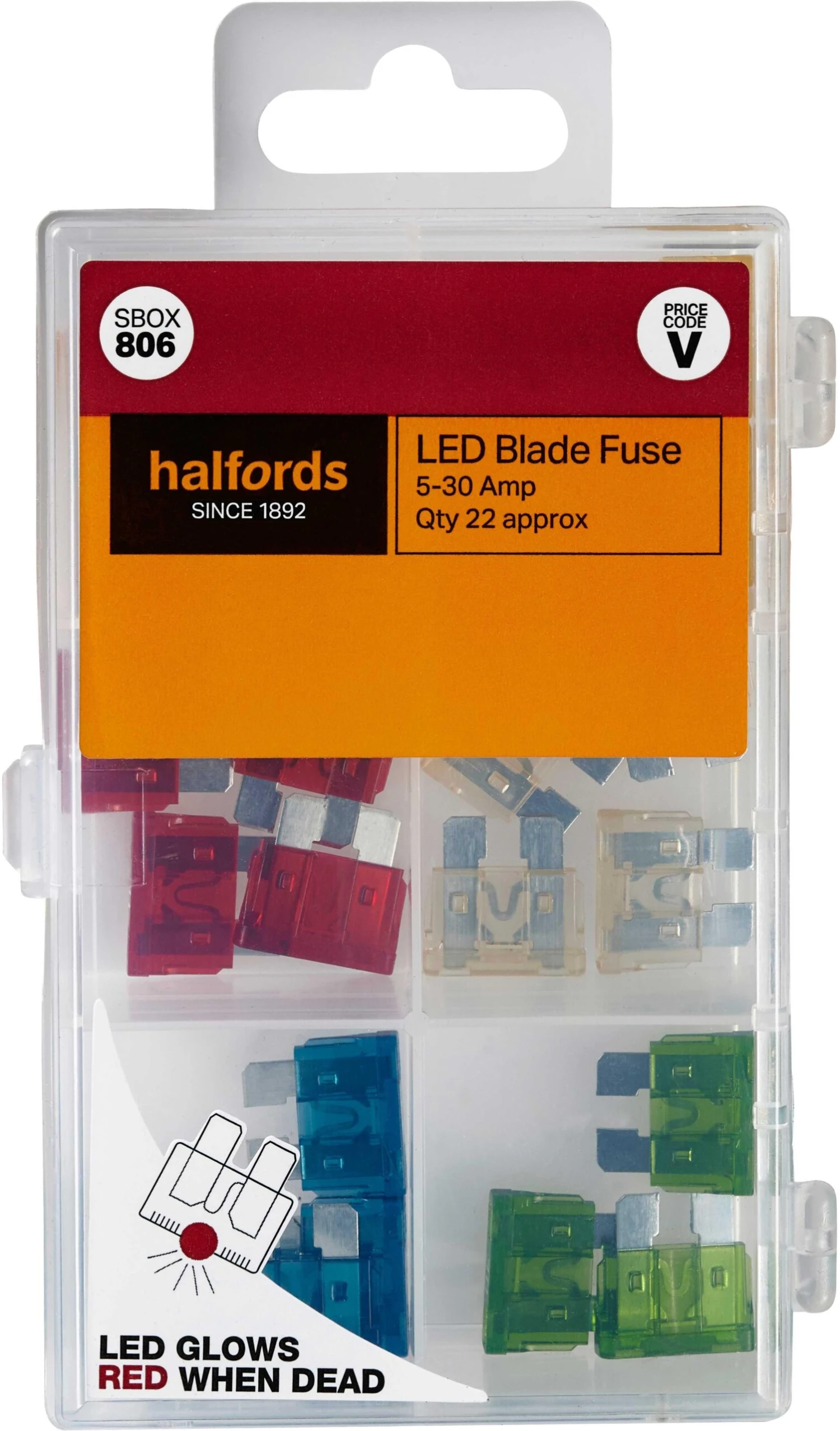 Halfords Assorted LED Blade Fuses (SBOX806) 3 Halfords Assorted LED Blade Fuses (SBOX806)