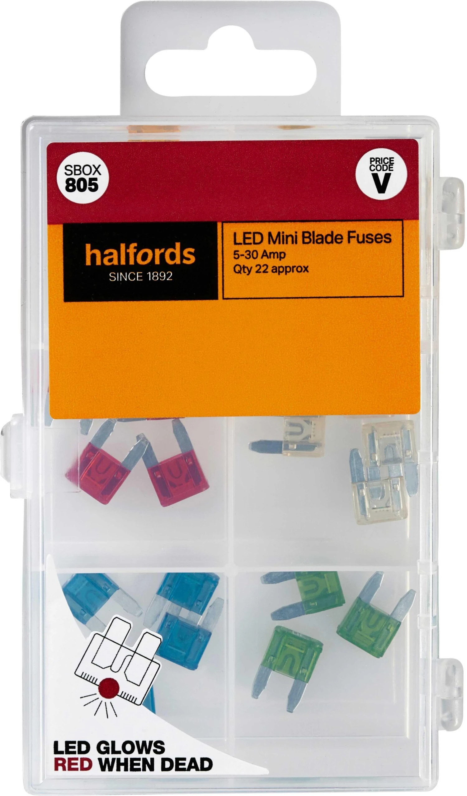 Halfords Assorted Led Mini Blade Fuses (SBOX805) 3 Halfords Assorted Led Mini Blade Fuses (SBOX805)