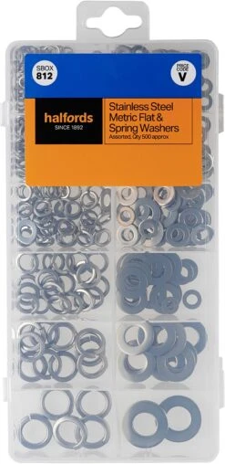 Halfords Assorted Stainless Steel Flat & Spring Washers (SBOX812)