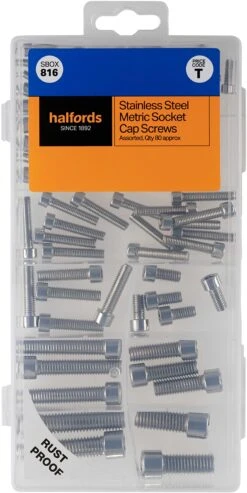 Halfords Assorted Stainless Steel Socket Cap Screws (SBOX816)