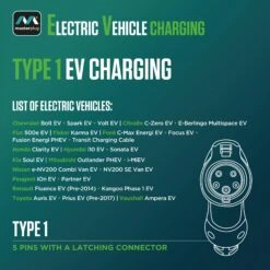 Masterplug Mode 2 EV Charge Cable 10M 3 Pin Plug To Type 1 -Auto Parts Store 734054h