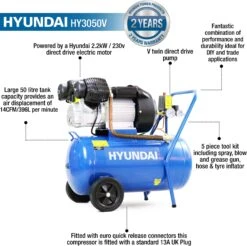 Hyundai 50L Air Compressor, Direct Drive, 3HP 26 Hyundai 50L Air Compressor, Direct Drive, 3HP -Auto Parts Store 735598k
