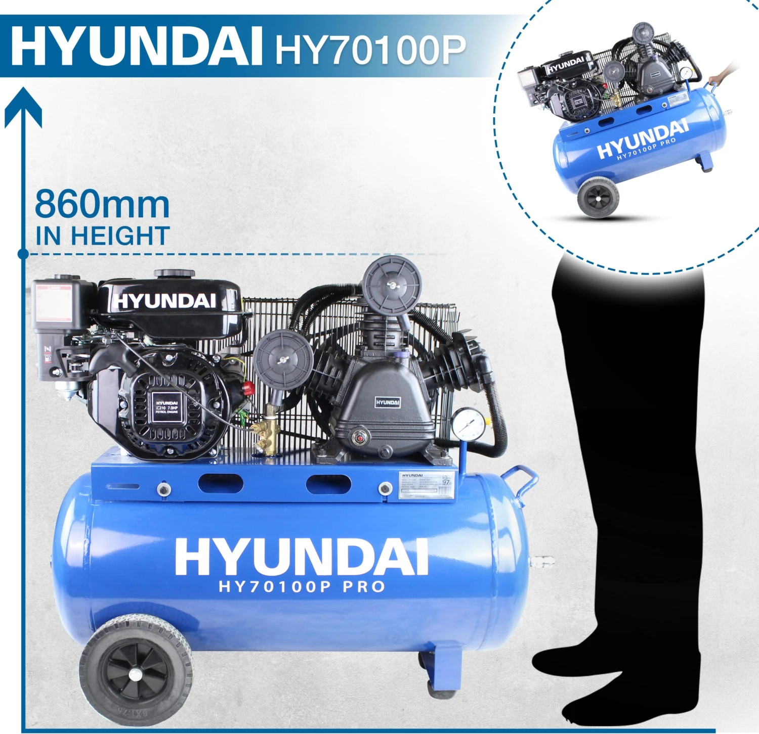 Hyundai 90L Air Compressor, Petrol, 7hp 7 Hyundai 90L Air Compressor, Petrol, 7hp - Image 5