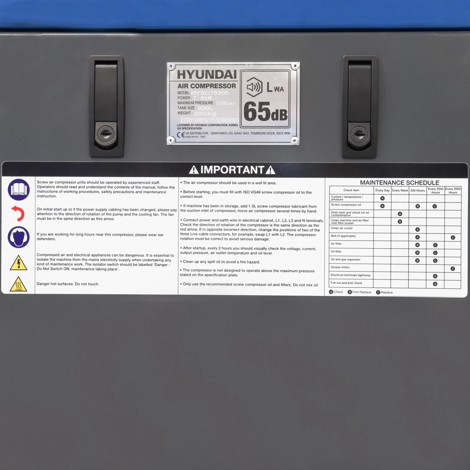Hyundai 7.5hp 300L Screw Compressor 9 Hyundai 7.5hp 300L Screw Compressor - Image 7