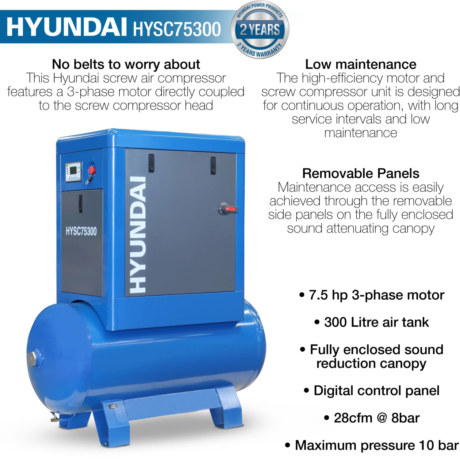 Hyundai 7.5hp 300L Screw Compressor 13 Hyundai 7.5hp 300L Screw Compressor - Image 11