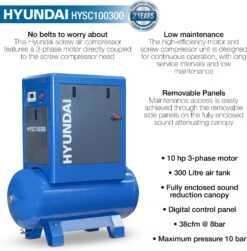 Hyundai 10hp 300L Screw Compressor -Auto Parts Store 735678o