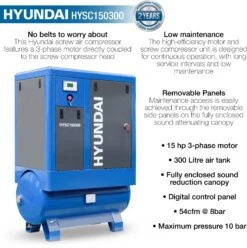 Hyundai 15hp 300L Screw Compressor -Auto Parts Store 735686l