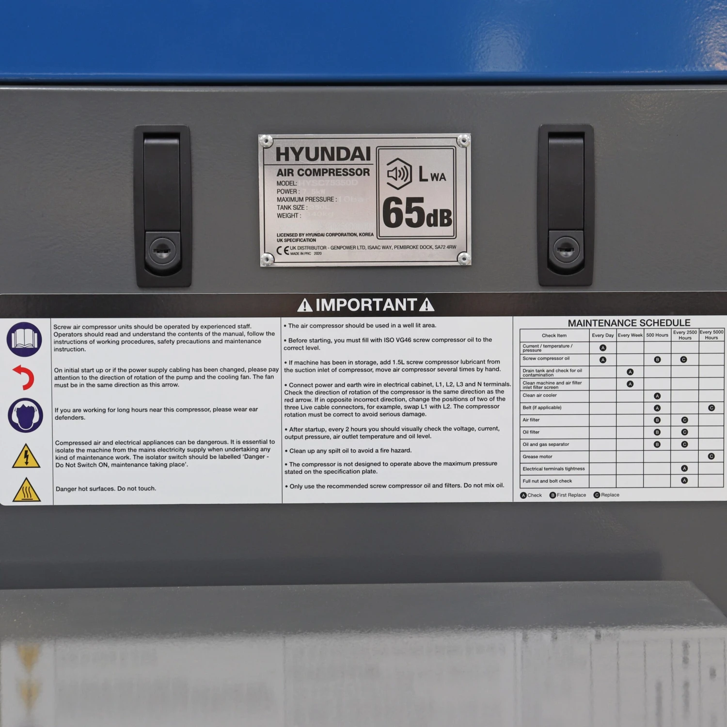 Hyundai 7.5hp 350L Screw Compressor 9 Hyundai 7.5hp 350L Screw Compressor - Image 7
