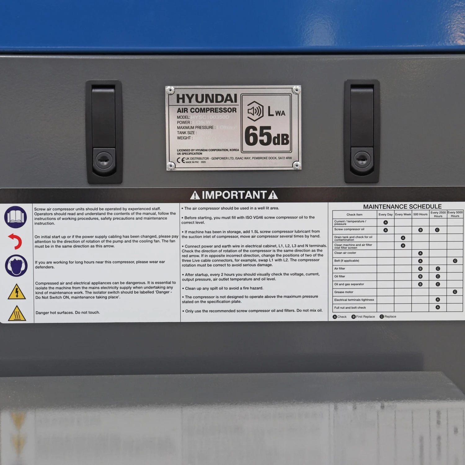 Hyundai 10hp 350L Screw Compressor With Dryer 8 Hyundai 10hp 350L Screw Compressor With Dryer - Image 6