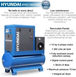 Hyundai 10hp 350L Screw Compressor With Dryer 21 Hyundai 10hp 350L Screw Compressor With Dryer -Auto Parts Store 735702i