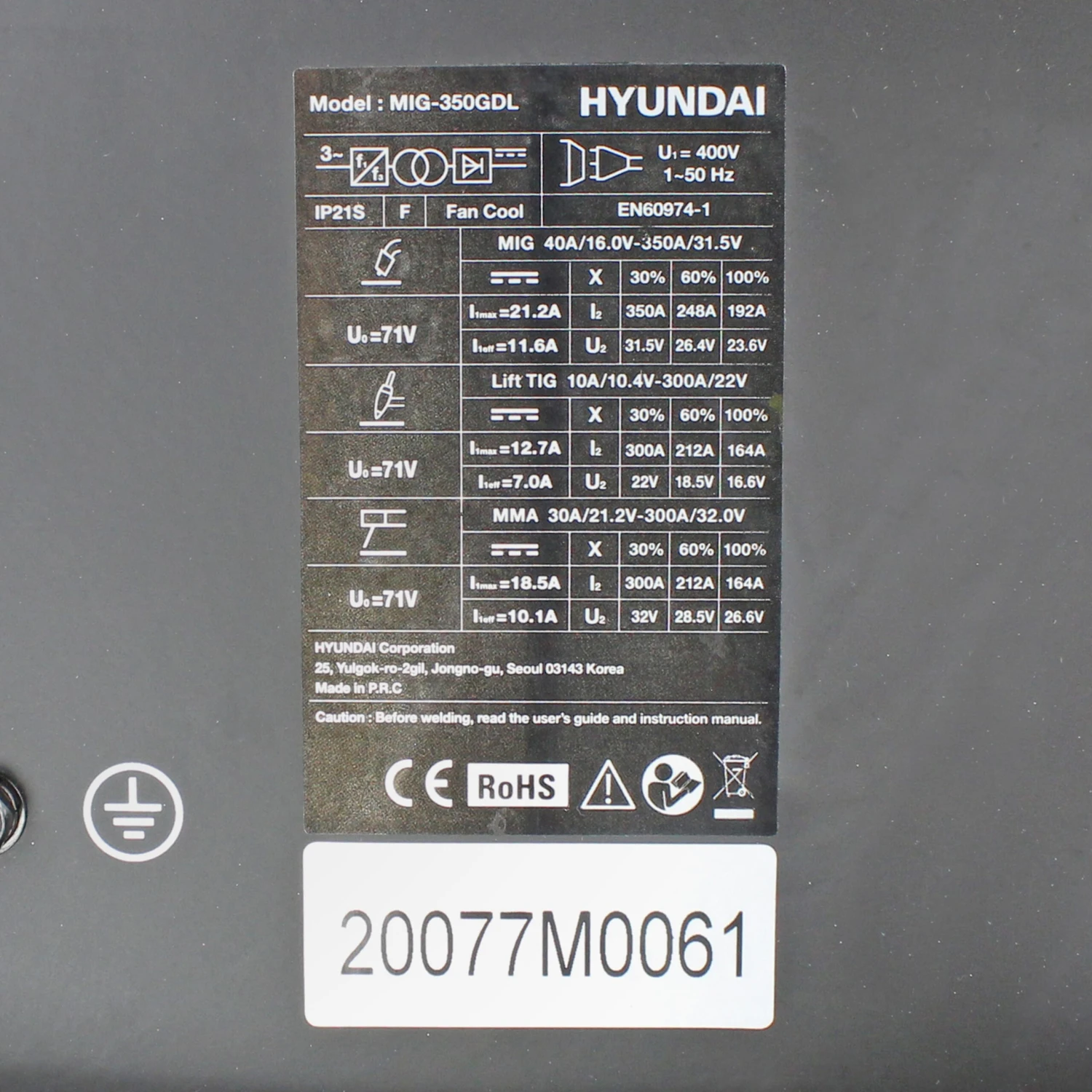 Hyundai MIG DC Inverter Welder 400V 3φ 15 Hyundai MIG DC Inverter Welder 400V 3φ - Image 13