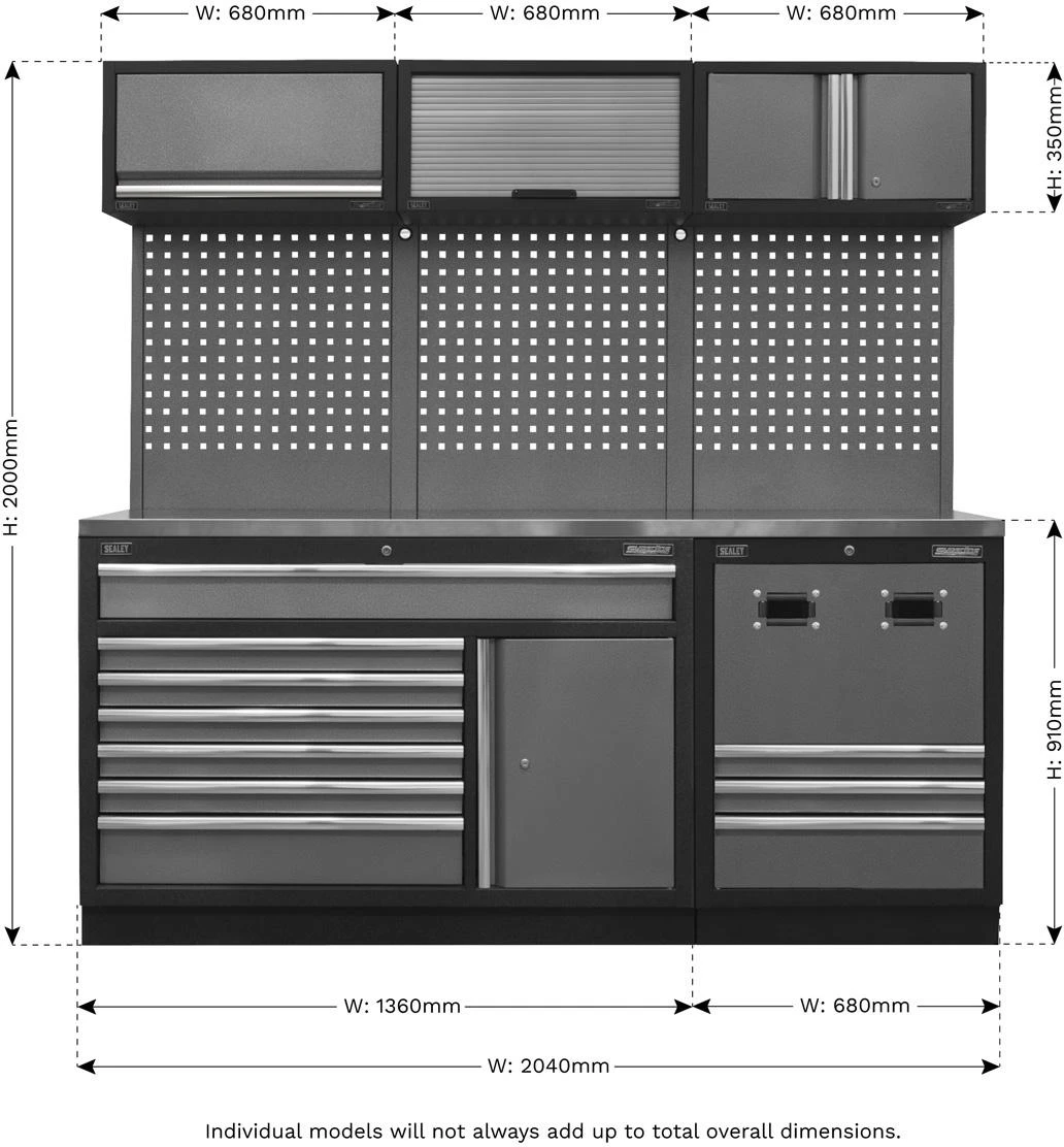 Sealey Modular Storage System Combo - Stainless Steel Worktop 4 Sealey Modular Storage System Combo - Stainless Steel Worktop - Image 2