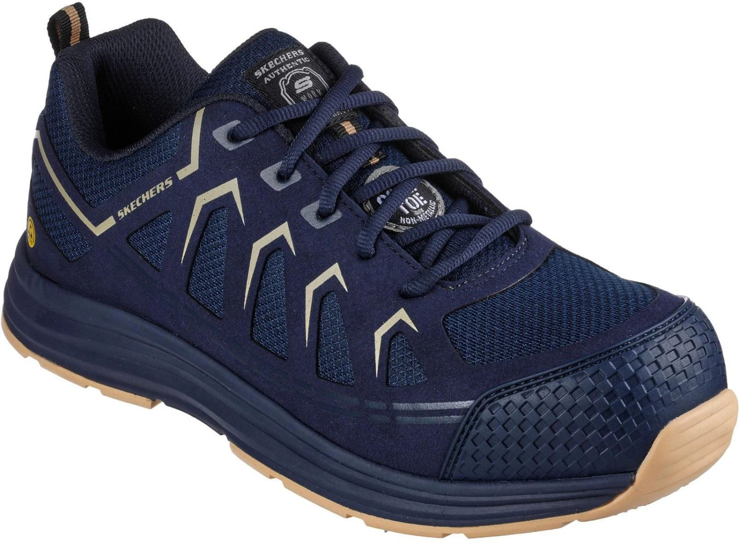 Skechers Malad II Mens Safety Trainers - Navy/Tan 3 Skechers Malad II Mens Safety Trainers - Navy/Tan