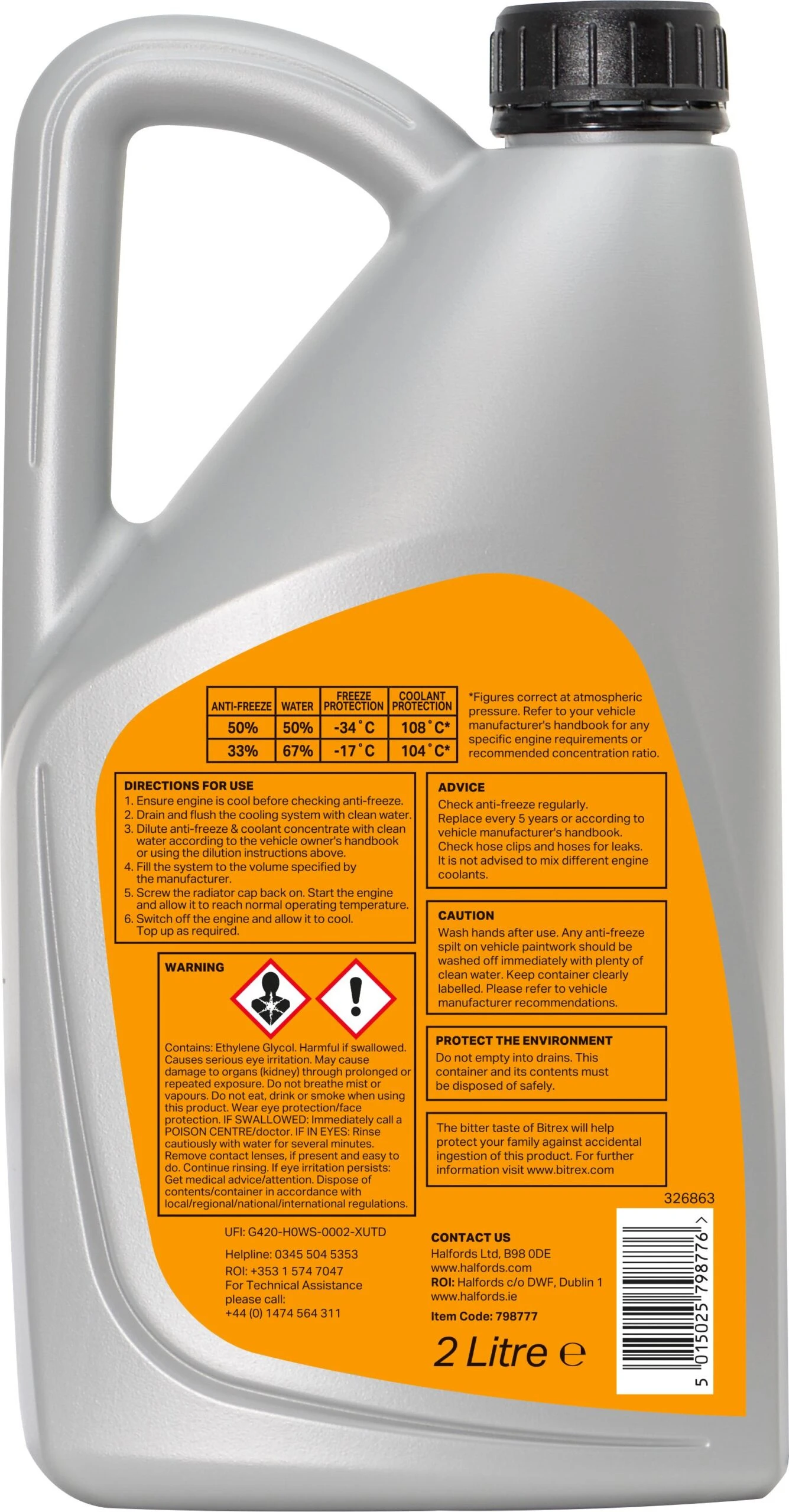 Halfords OAT Antifreeze Concentrate 2 Litres 4 Halfords OAT Antifreeze Concentrate 2 Litres - Image 2