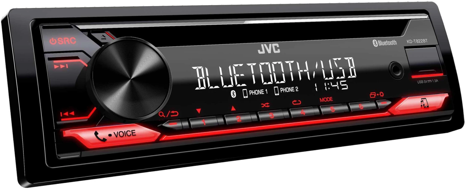 JVC KD-T822BT Car Stereo With CD Player & Bluetooth 4 JVC KD-T822BT Car Stereo With CD Player & Bluetooth - Image 2