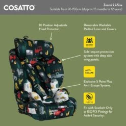 Cosatto Zoomi 2 I-size Group 1/2/3 Car Seat - Charcoal Mister Fox -Auto Parts Store 806318i