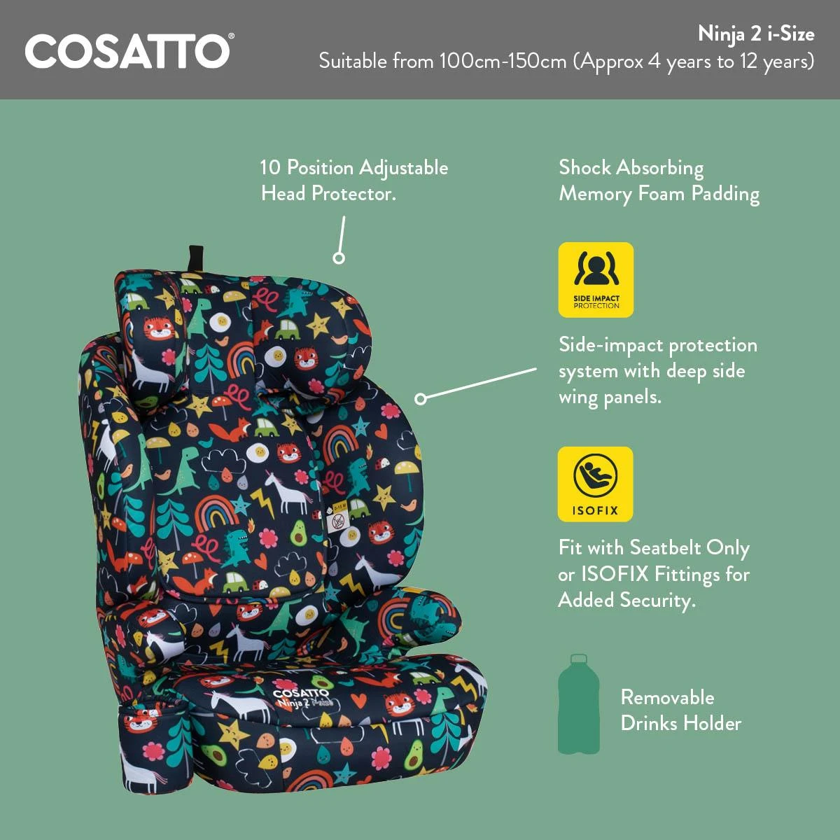 Cosatto Ninja 2 I-size Group 2/3 Car Seat Pretty Flamingo 10 Cosatto Ninja 2 I-size Group 2/3 Car Seat Pretty Flamingo - Image 8