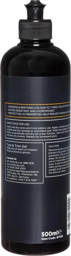 Halfords Advanced Tyre & Trim Gel 500ml 10 Halfords Advanced Tyre & Trim Gel 500ml -Auto Parts Store 811126a