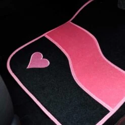 Streetwize Velour Pink With Heart Motif Carpet Mats -Auto Parts Store 822230c