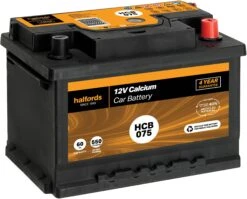 Halfords HCB075 Calcium 12V Car Battery 4 Year Guarantee