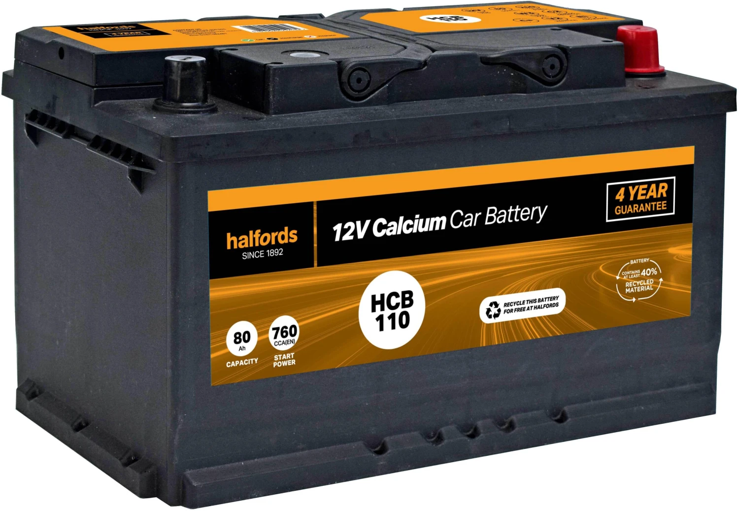 Halfords HB110/HCB110 Lead Acid 12V Car Battery 4 Year Guarantee 3 Halfords HB110/HCB110 Lead Acid 12V Car Battery 4 Year Guarantee